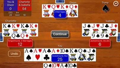 Capturas de tela do Pinochle Classic