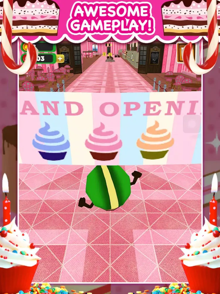ภาพหน้าจอของ 3D Cupcake Girly Girl Bakery Run Game FREE iPad 