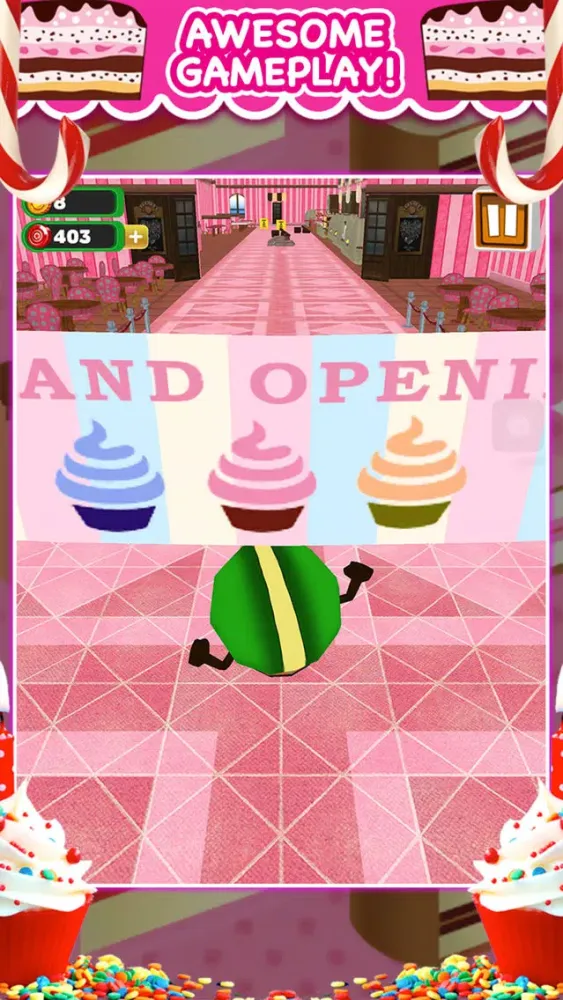 ภาพหน้าจอของ 3D Cupcake Girly Girl Bakery Run Game FREE