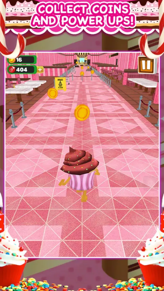 ภาพหน้าจอของ 3D Cupcake Girly Girl Bakery Run Game FREE