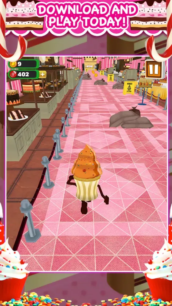 ภาพหน้าจอของ 3D Cupcake Girly Girl Bakery Run Game FREE