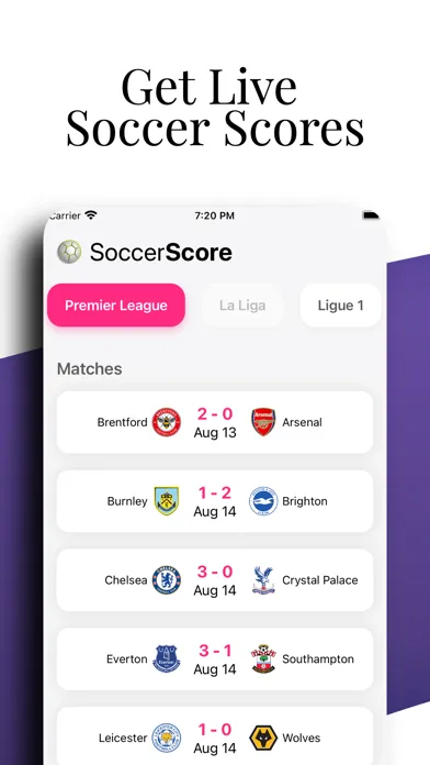 Soccer Scores - Live Score Screenshots