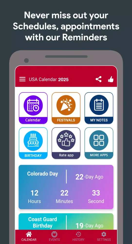 US Calendar 2025 Screenshots