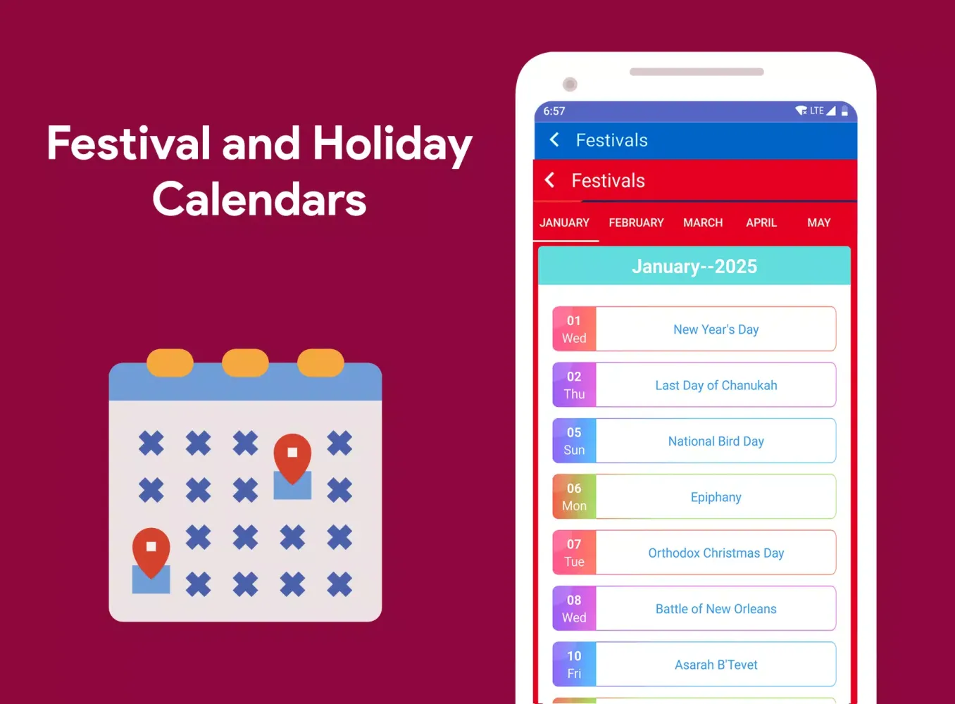 US Calendar 2025 Screenshots