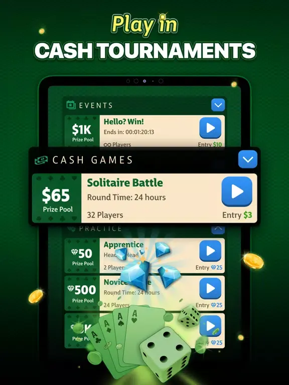 Ảnh chụp màn hình của Solitaire Duel - Win Real Cash iPad 