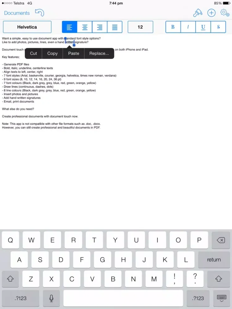 Capturas de tela do Document touch: Word processor and file editor app iPad 