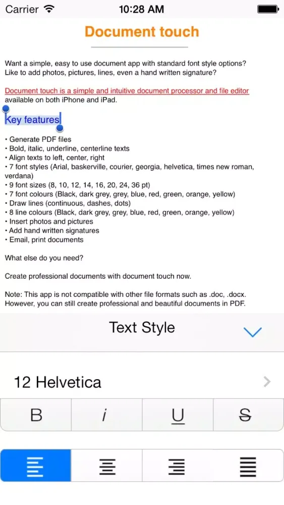 Capturas de tela do Document touch: Word processor and file editor app