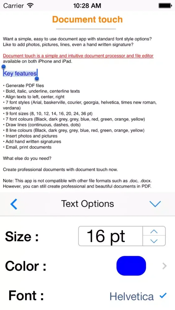 Capturas de tela do Document touch: Word processor and file editor app