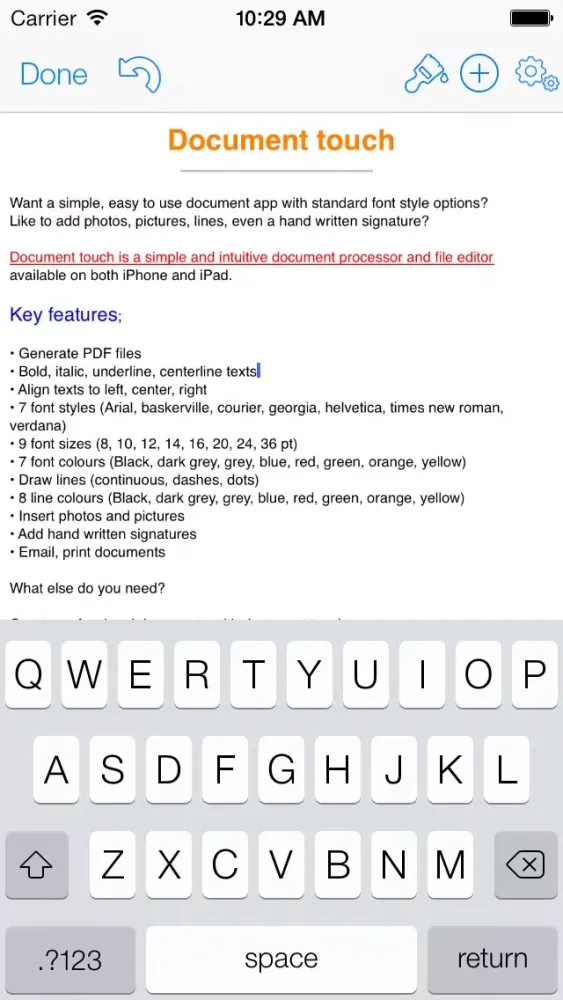 Capturas de tela do Document touch: Word processor and file editor app