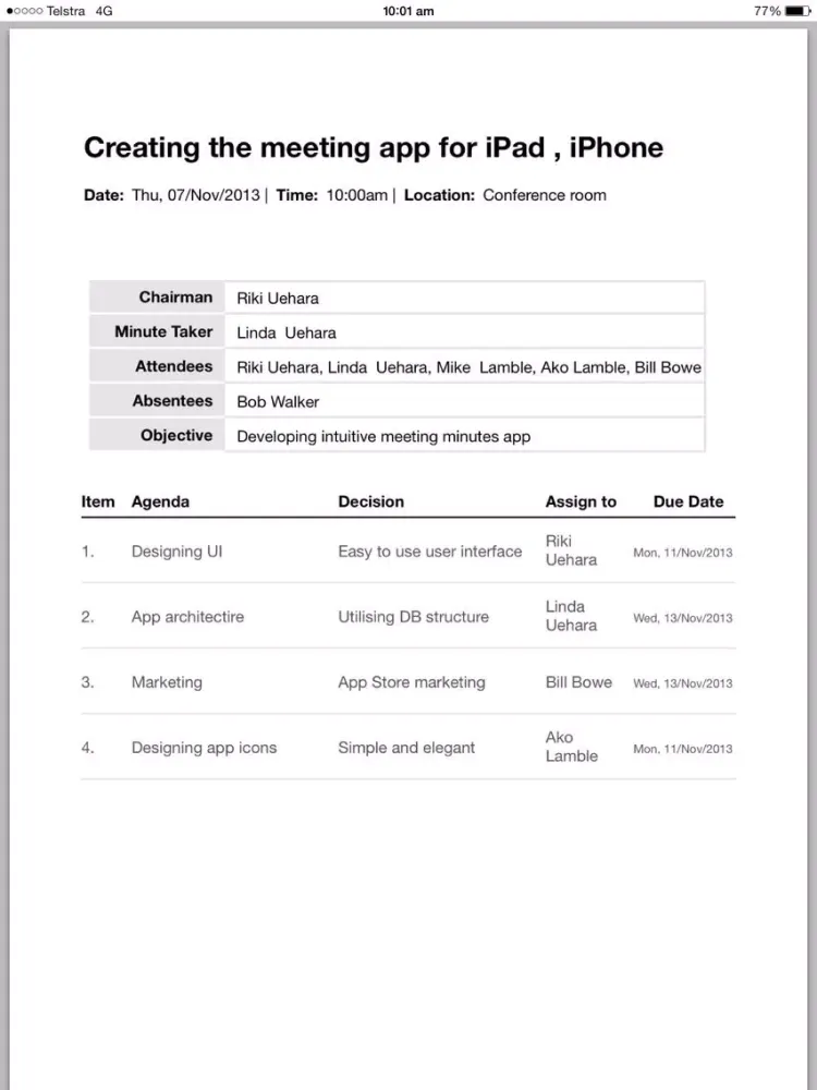 تصاویر Meeting minutes maker - Create and share minutes, agendas, notes, tasks iPad 