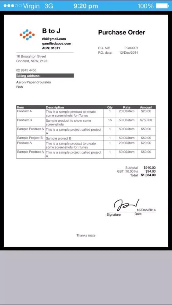 Purchase Order Pro سکرین شاٹس