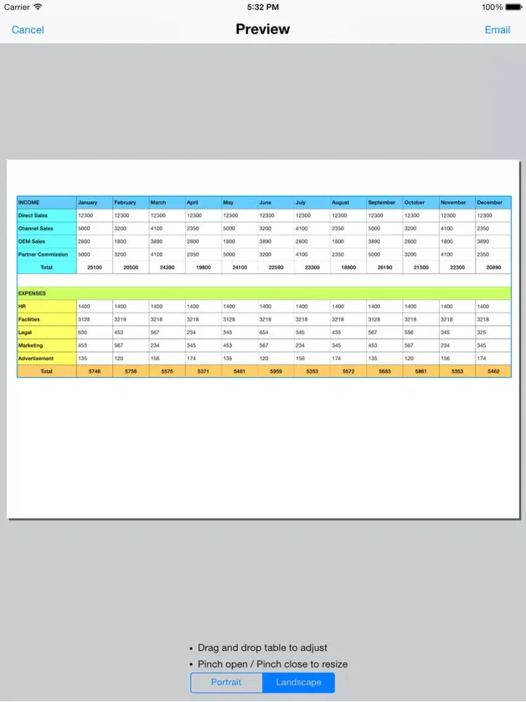 Screenshot di Spreadsheet touch: For Excel style spreadsheets iPad 