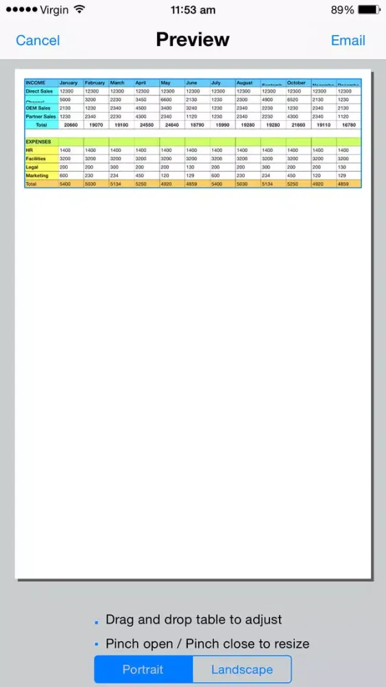 Screenshot di Spreadsheet touch: For Excel style spreadsheets