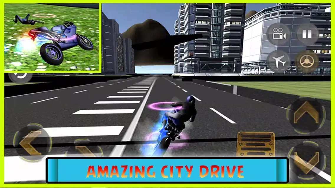 Ảnh chụp màn hình của Flying Motorcycle Simulator – Futuristic bike Air flight stunts Free Game