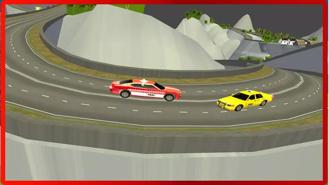Taxi Driver Sim: Hill Station 2016 – free yellow cab racing simulator in snow mountain Screenshots
