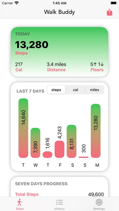 ภาพหน้าจอของ Walk Buddy - Pedometer App