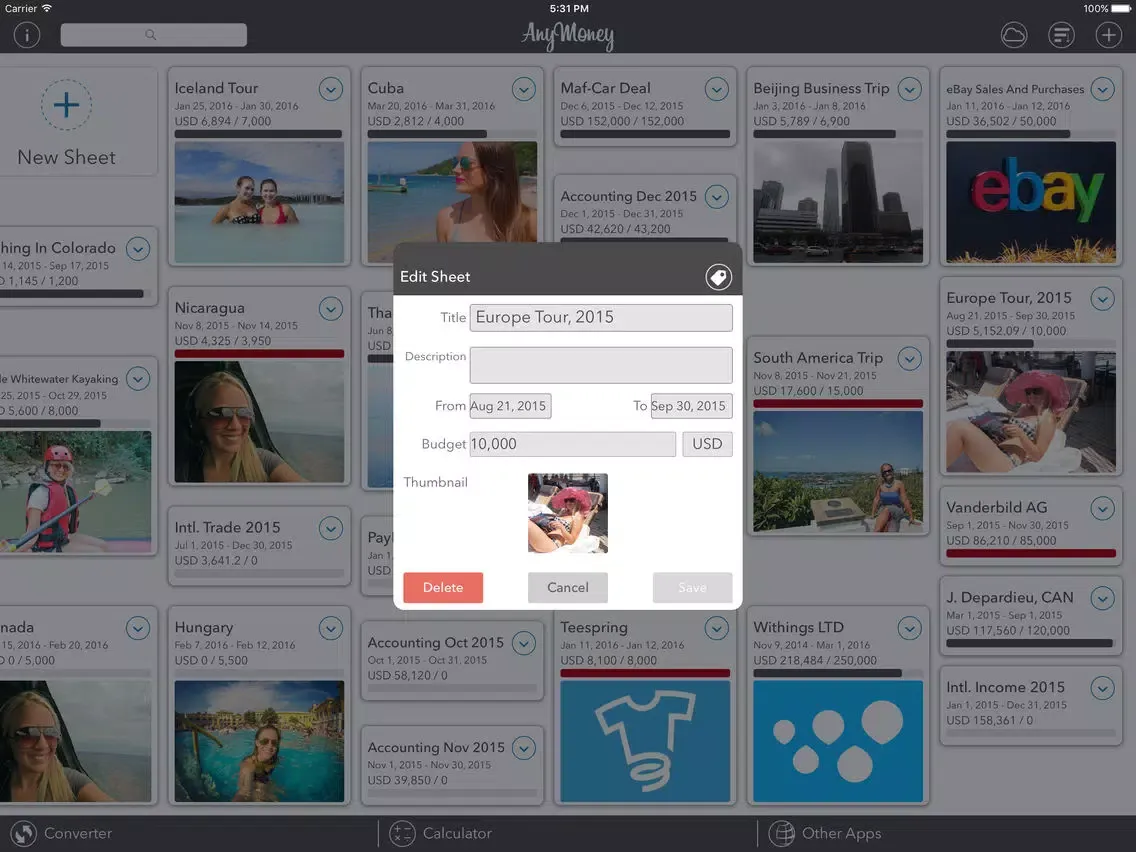 AnyMoney Budget Tracker iPad 應用截圖