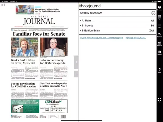 Tangkapan skrin The Ithaca Journal eEdition iPad 