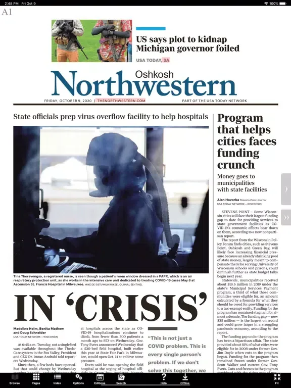 Captures d'écran de Oshkosh Northwestern eEdition iPad 