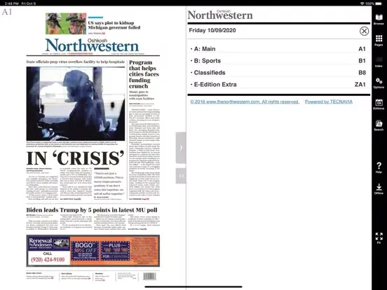 Captures d'écran de Oshkosh Northwestern eEdition iPad 