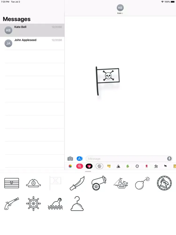 Tangkapan skrin Minimal Pirate Stickers iPad 