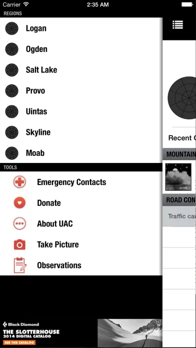 Screenshot di Utah Avalanche Center