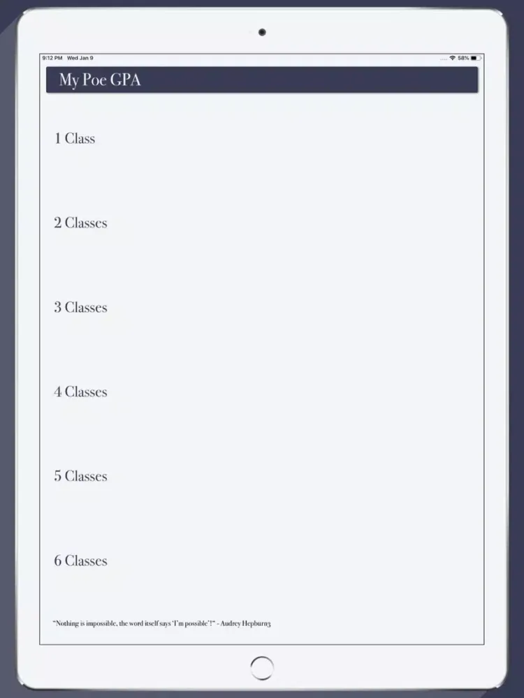 Ảnh chụp màn hình của My Poe GPA iPad 