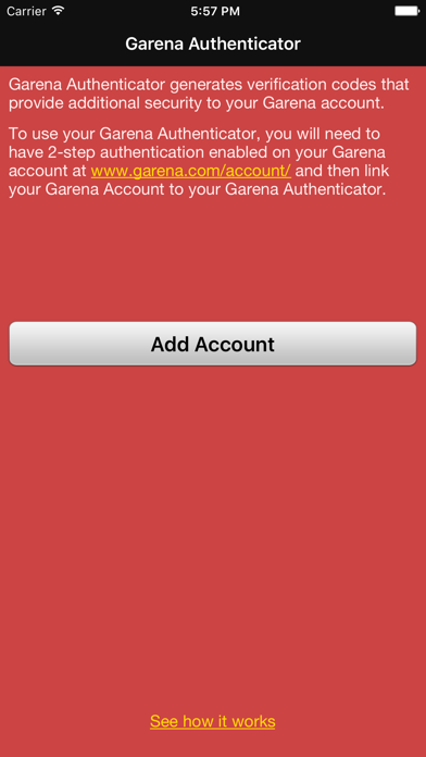 Zrzuty ekranu Garena Authenticator