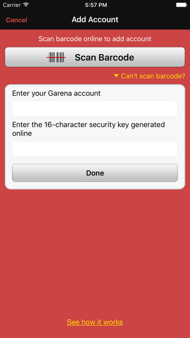Zrzuty ekranu Garena Authenticator