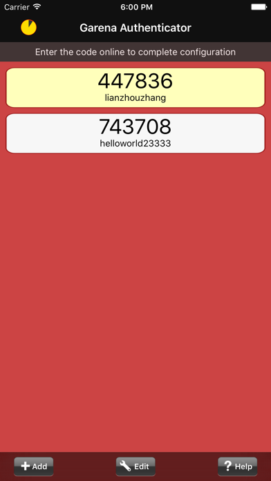 Zrzuty ekranu Garena Authenticator