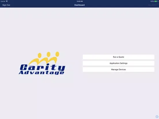 Tangkapan layar Garity Advantage iPad 