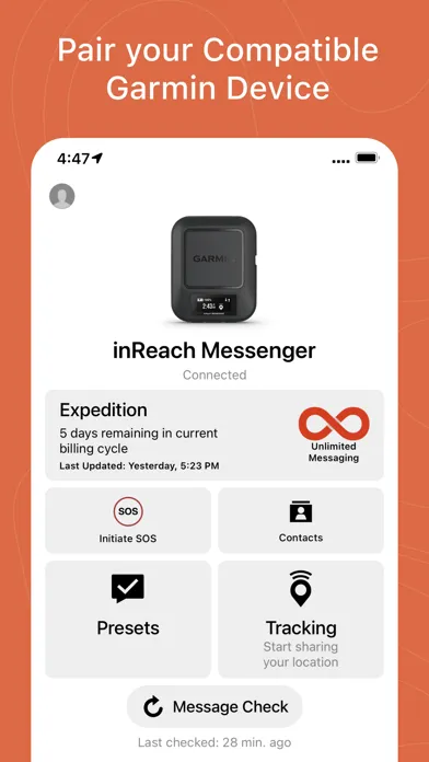 Ảnh chụp màn hình của Garmin Messenger™
