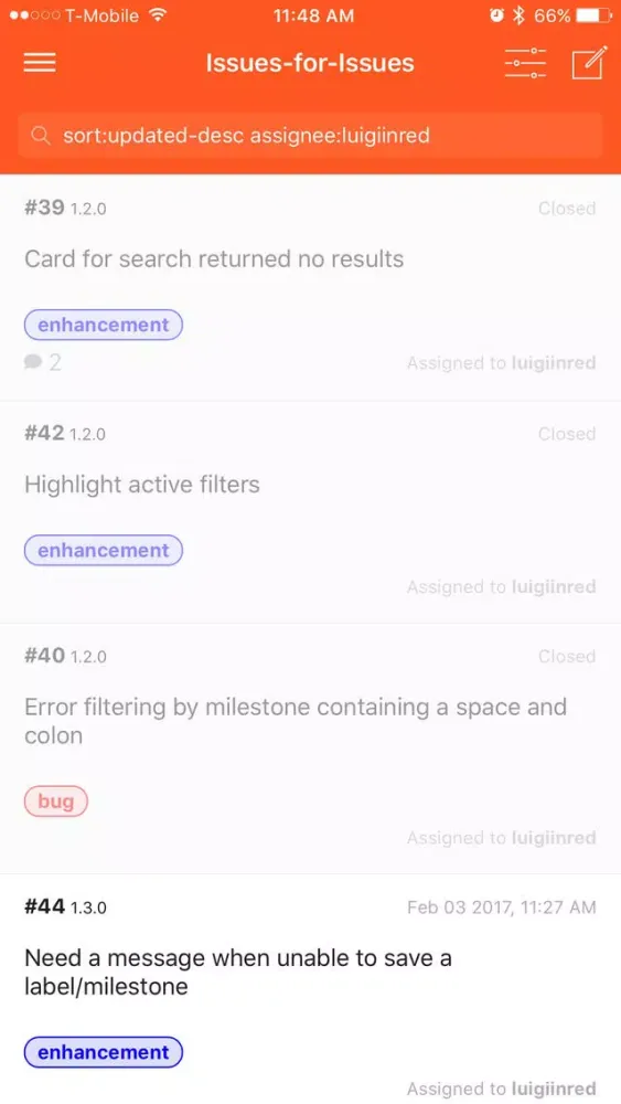 Zrzuty ekranu Issues: Issue Tracker for Github