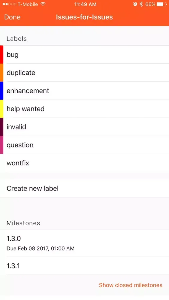 Zrzuty ekranu Issues: Issue Tracker for Github