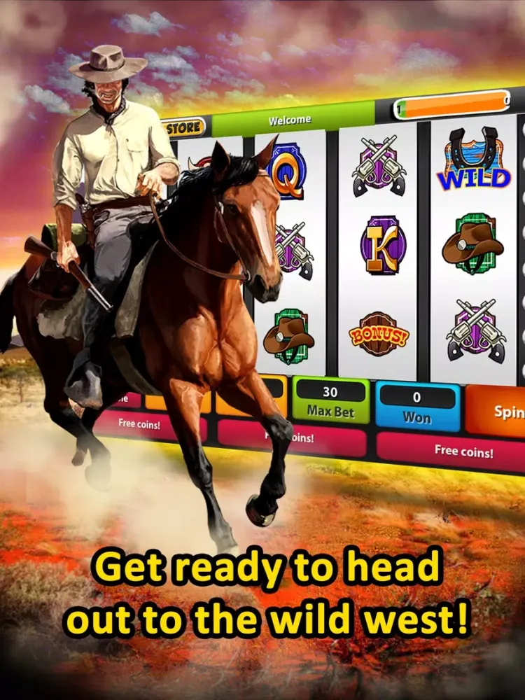 Capturas de tela do 'A Wild West Cowboy Penny Slot - Hit and Shot the Free Vegas Hot Jackpot NOW! iPad 