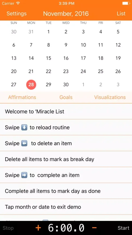 Ảnh chụp màn hình của MIracle List -Routine tracker
