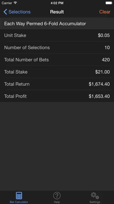 Capturas de tela do Sports Bet Calculator
