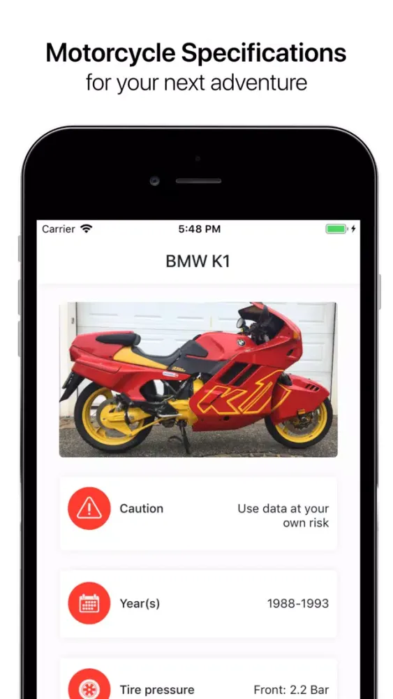 Tangkapan layar Moto - Motorcycle Specs