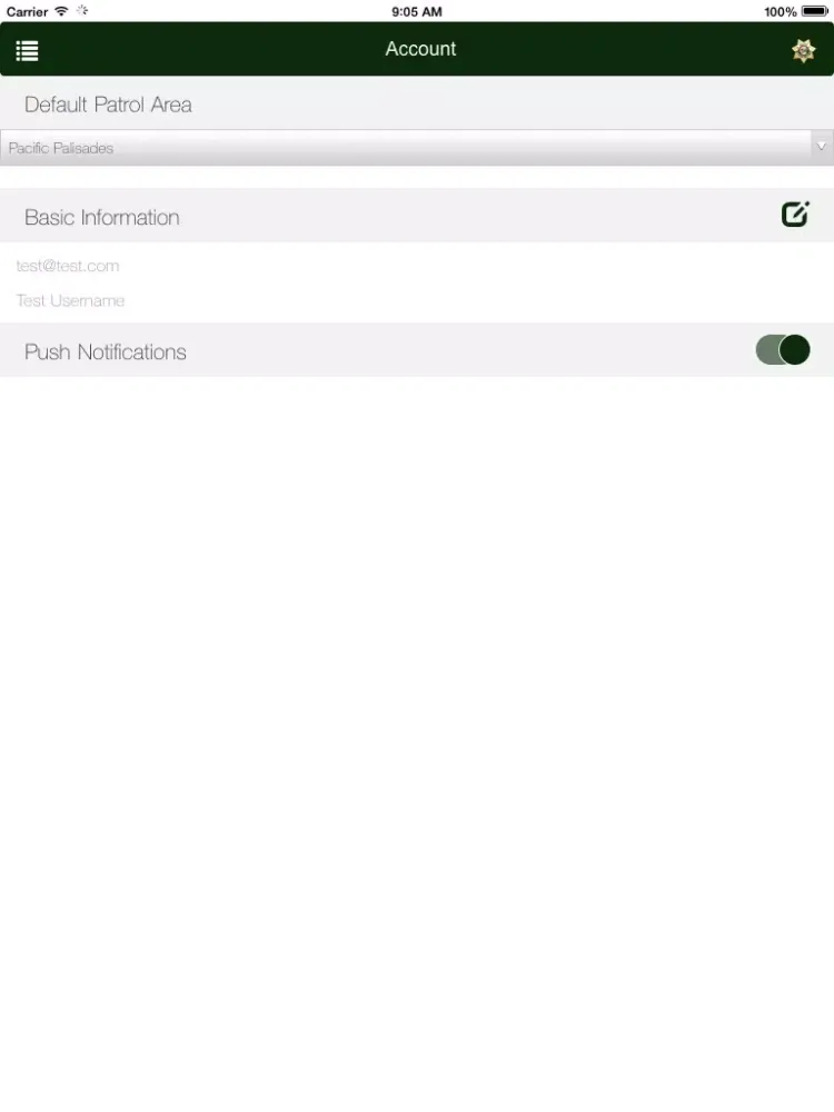 Tangkapan layar Gates Security Community Alert iPad 