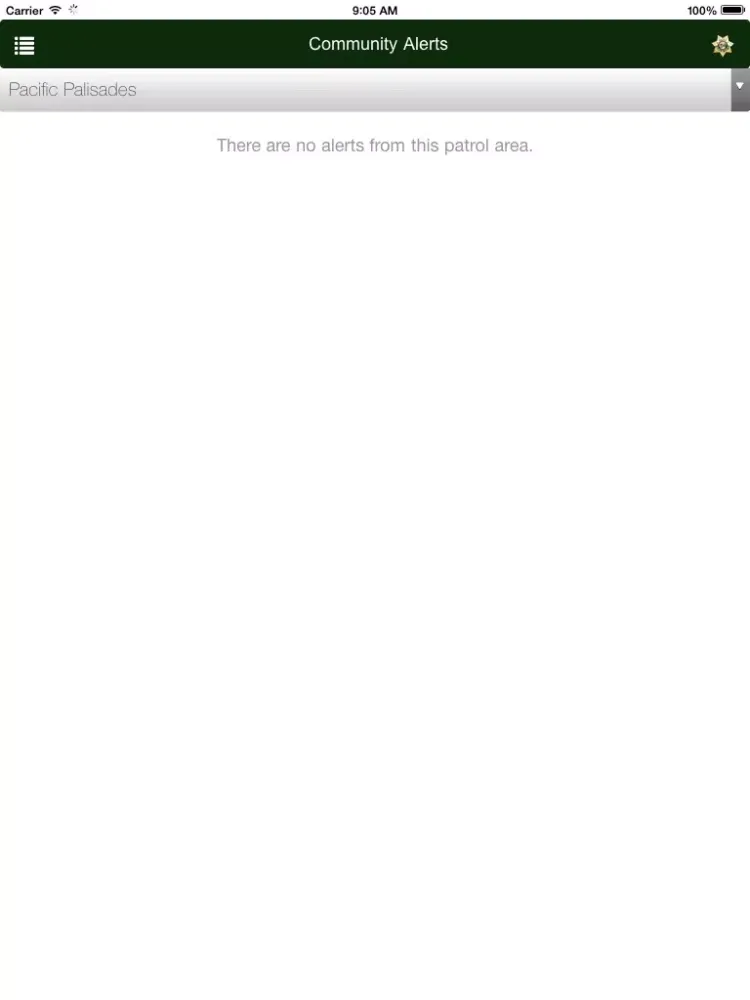 Tangkapan layar Gates Security Community Alert iPad 