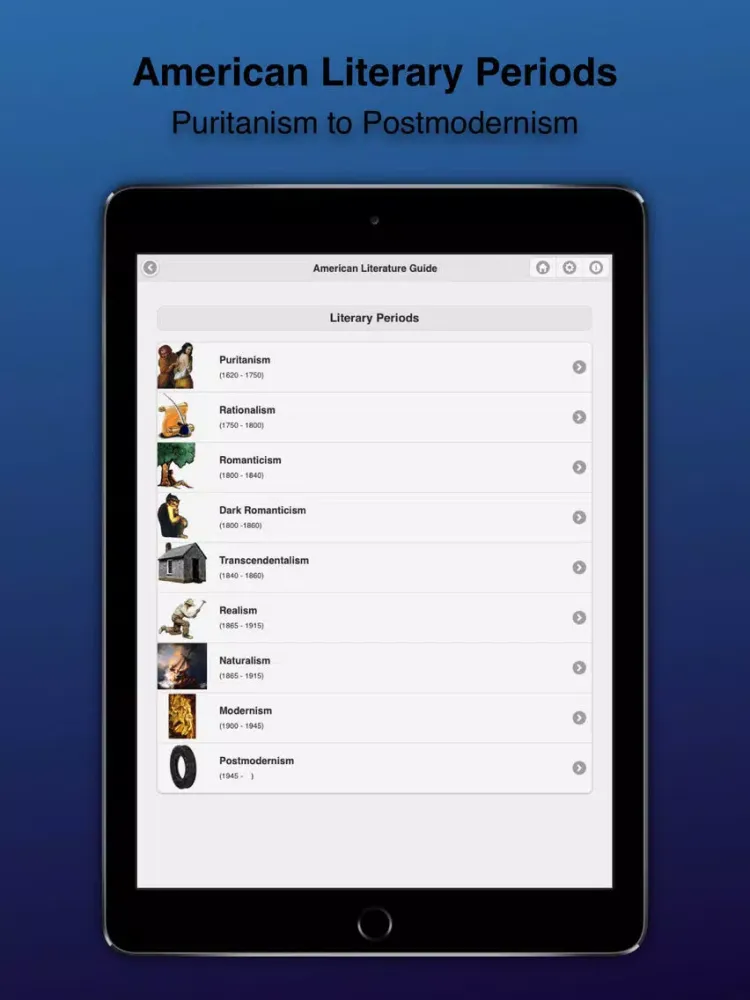 Tangkapan skrin American Literature Guide iPad 