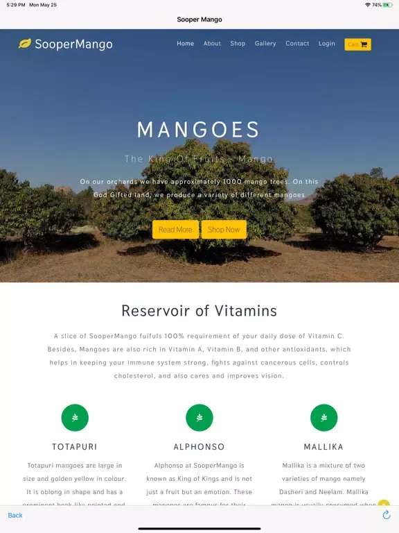 Tangkapan layar Sooper Mango iPad 