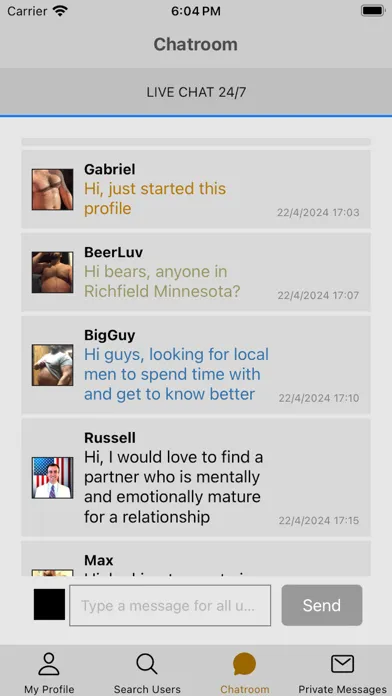 Capturas de tela do Gay Bear Chat