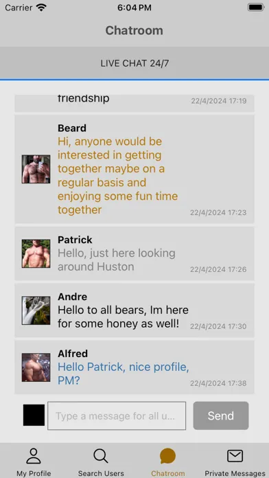 Capturas de tela do Gay Bear Chat