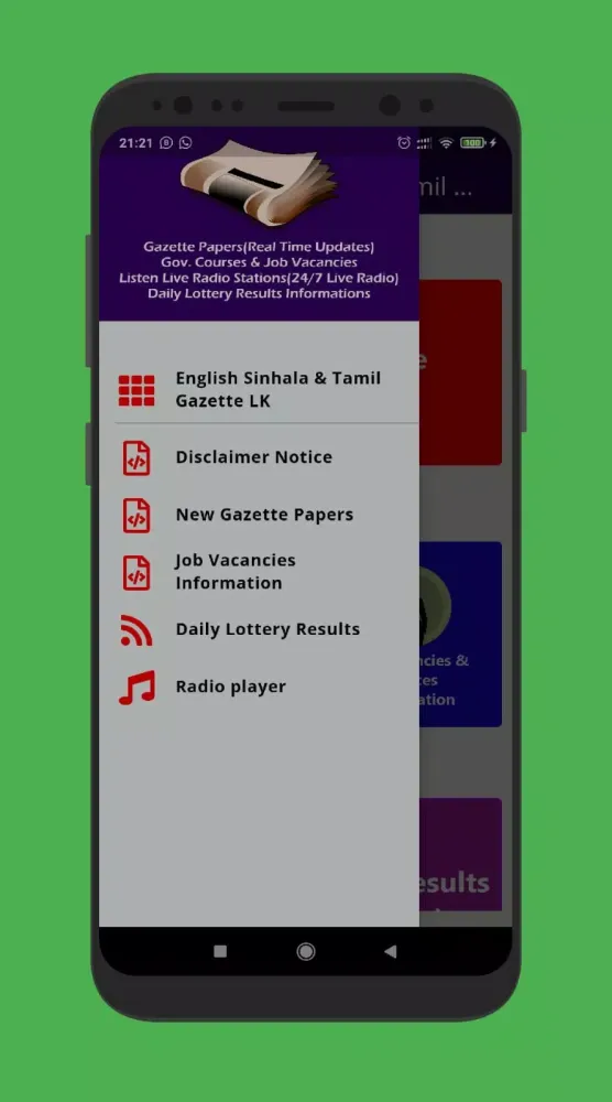 Ảnh chụp màn hình của Sinhala and Tamil Gazette LK