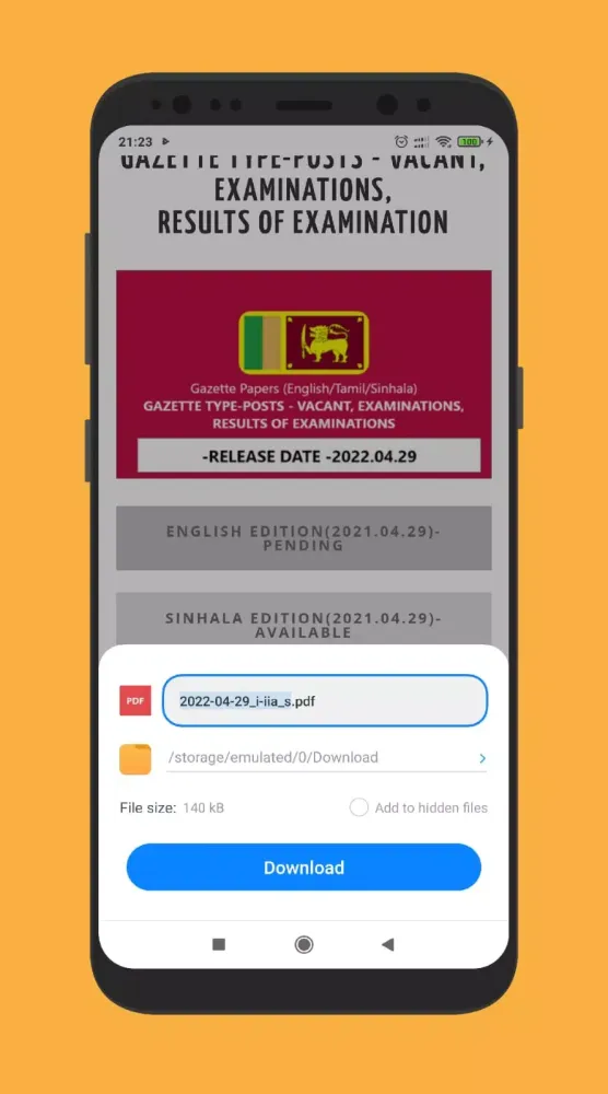 Ảnh chụp màn hình của Sinhala and Tamil Gazette LK