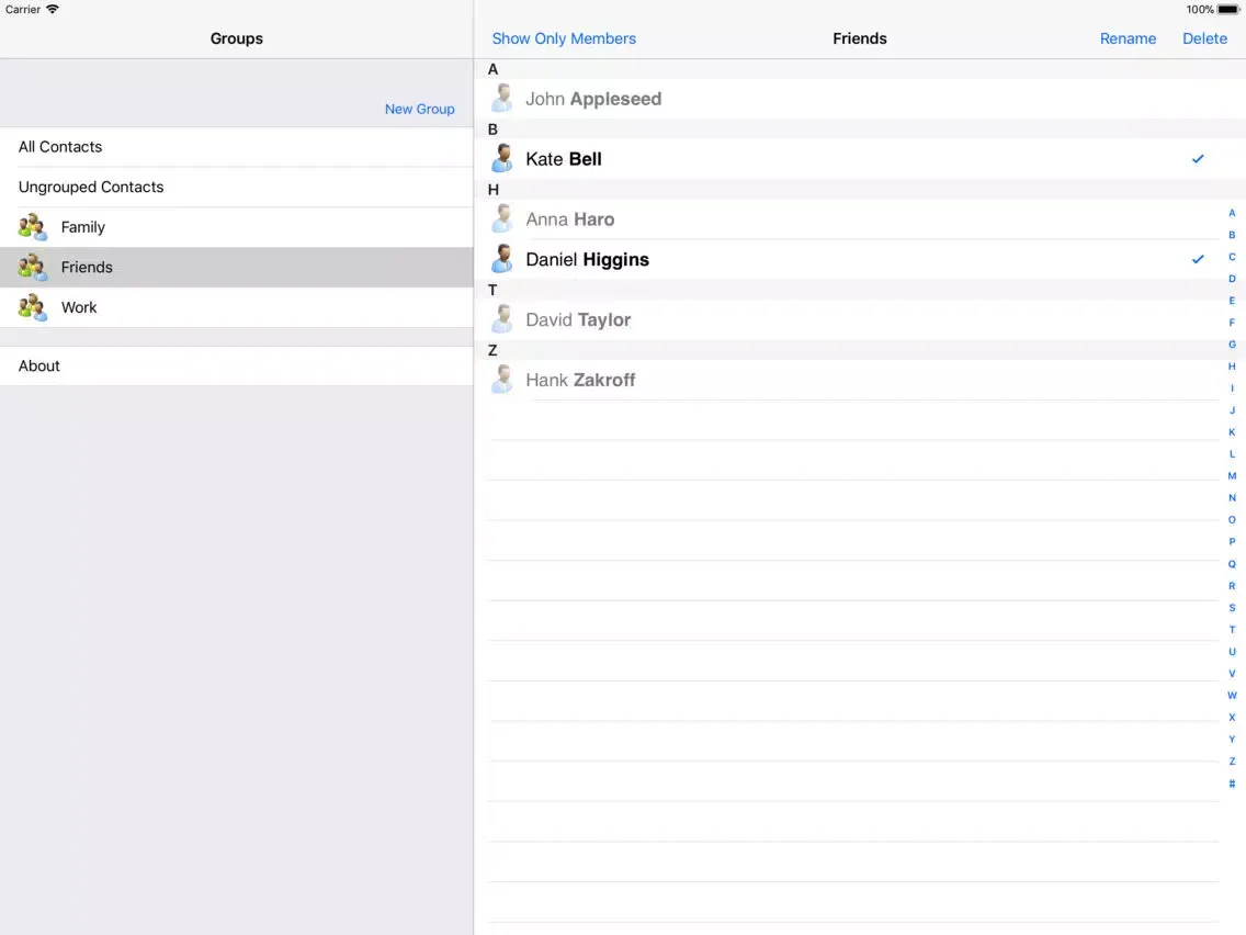 ภาพหน้าจอของ Groupy iPad 