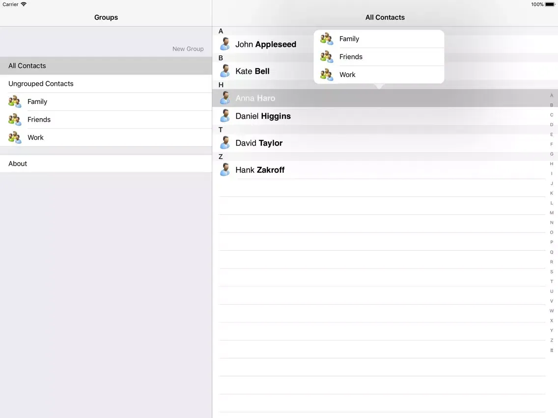 ภาพหน้าจอของ Groupy iPad 