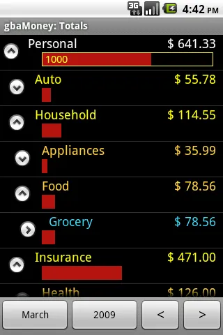 gbaMoney Money Tracking Screenshots
