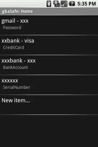 Скриншоты gbaSafeE Password Safe